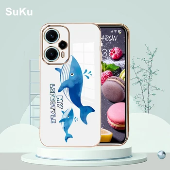 Чехлы для телефонов с рисунком синего кита для Xiaomi Poco F5 Redmi Note 12 Turbo, задняя крышка