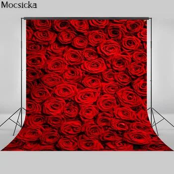 Mocsick Свадебный фон для фотобудки с красной розой на День Святого Валентина для фотостудии, свадебного душа, фонов для фотосъемки на вечеринке по случаю Дня рождения