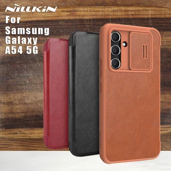 NILLKIN для Samsung Galaxy A54 5G Case Qin Pro Camshield PU Флип Кожаный Чехол для карт Памяти Задняя Крышка Чехол для SM A53 5G