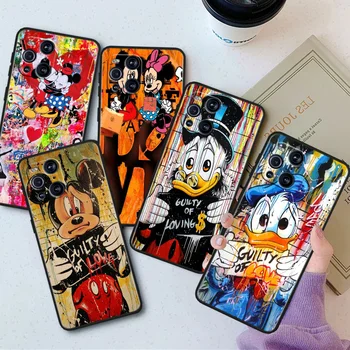 Чехол Для телефона Disney Mouse Donald Duck Для OPPO Find X5 X3 X2 K10 F21S F21 F9 F7 F5 Neo Pro Lite, Черный Силиконовый Мягкий Чехол