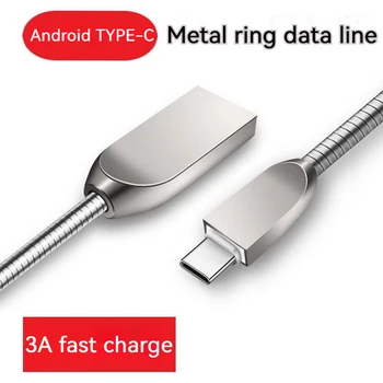 Кабель USB Type C 3A, зарядное устройство Micro USB, пружинный выдвижной кабель для iPhone Samsung Huawei Xiaomi, шнур для быстрой зарядки, защита от укусов