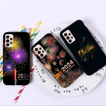 2024 Новогодний Мобильный Чехол для Samsung A91 A81 A73 A72 A71 A30S A20 A12 A13 A52 A53 4G 5G Черный Чехол для телефона Funda