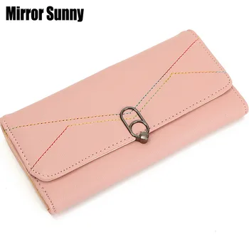MIRROR SUNNY 2021, Новый женский длинный кошелек из искусственной кожи, модная ручная сумка, женский трехстворчатый кошелек, многофункциональный кошелек с несколькими картами