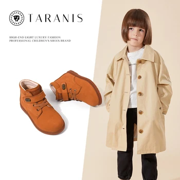 TARANIS/ Детские полусапожки из коровьей кожи, водонепроницаемые противоскользящие модные ботинки, супер теплая зимняя обувь для девочек и мальчиков для детей