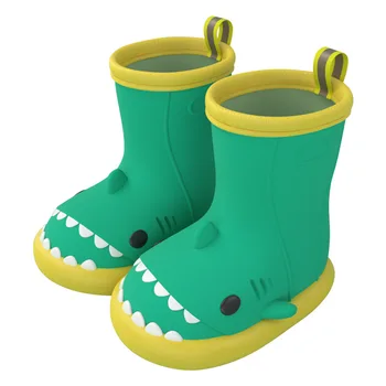 Детские непромокаемые ботинки, непромокаемые дождевики, детская обувь с мультяшной акулой Тодлер, водонепроницаемая обувь для мальчиков и девочек, мягкая противоскользящая подошва