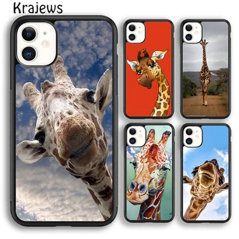Krajews Animal Забавные Серые Жирафы в Очках Чехол Для Телефона iPhone 15 SE2020 14 6 7 8 plus XS XR 11 12 mini pro max