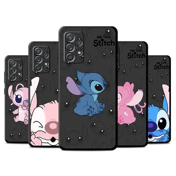Чехол для телефона Samsung Galaxy A53 A42 A33 A24 A14 A21s A73 A54 A52 A12 A34 A13 Черный силиконовый чехол D-Disney Koala Stitch Angel