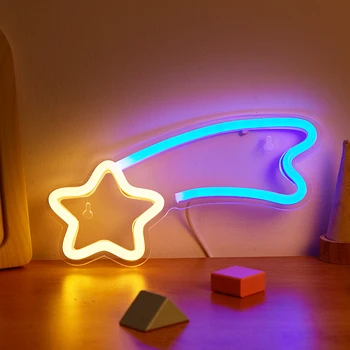 Chi-buy Meteor LED Неоновая Вывеска С Питанием От USB Неоновые Вывески Ночник 3D Настенное Искусство и Игровая Комната Спальня Декор Гостиной Вывески Для Ламп