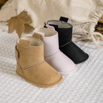 3-Цветные зимние детские пинетки для маленьких мальчиков и девочек, обувь для малышей, первые ходунки на хлопчатобумажной нескользящей подошве, детская обувь для новорожденных