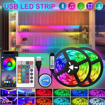 100ft RGB LED Strip Light Подсветка Телевизора С 44-Клавишным Пультом Дистанционного Управления Приложением USB Для Синхронизации Музыки Неоновая Лампа Для Домашнего Декора свктодиодная лента
