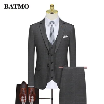 BATMO 2024 новое поступление клетчатых повседневных мужских костюмов, свадебных костюмов для SJT861