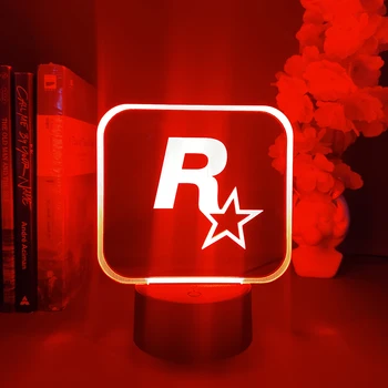 Логотип игры Grand Theft Auto V Rockstar 3D СВЕТОДИОДНЫЙ неоновый ночник, прикроватное украшение для спальни, подарок на день рождения для друзей-фанатов, Лавовая лампа