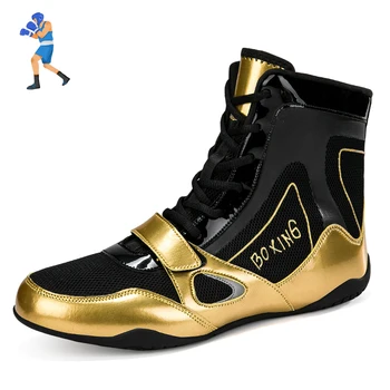 Большие размеры 36-47, мужские боксерские ботинки, борцовские боевые кроссовки, боксерские туфли с высоким берцем, женские борцовские боевые ботинки, Спортивная обувь