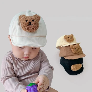 Милый Медведь Детская шапочка Осень-Зима Мягкая теплая вязаная шапка для малышей, пуловеры для новорожденных, шапочки для детей, Вязаная шапочка для детей 1-2 лет