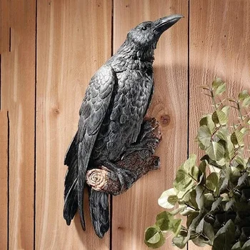 Статуя поддельного Ворона из смолы, скульптура птицы Ворона, уличные вороны, декор для Хэллоуина, креативный для украшения сада и двора животными