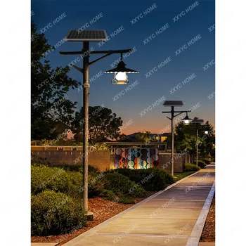Солнечный Антикварный фонарь для сарая, Ландшафтный светильник, Открытый Живописный парк, Садовый светильник на шесте высотой 3 м