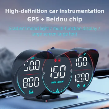 Новый G17 HUD GPS Heads Up Дисплей ЖК-Спидометр Измеритель наклона Автомобиля Сигнализация Температуры Воды Масла Превышение Скорости Диагностический Измеритель Скорости