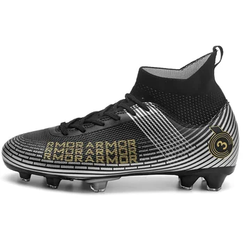Мужская футбольная обувь Women's TF/FG С высокими щиколотками, Резиновая Противоскользящая Спортивная обувь на траве Для игры в футбол в пять команд 31-48, Большой размер