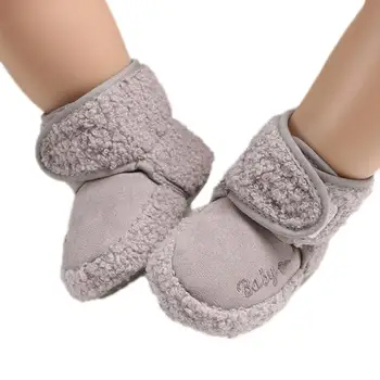 Детская зимняя теплая флисовая обувь для прогулок на нескользящей мягкой подошве, удобная обувь для прогулок с мягкой подошвой для младенцев