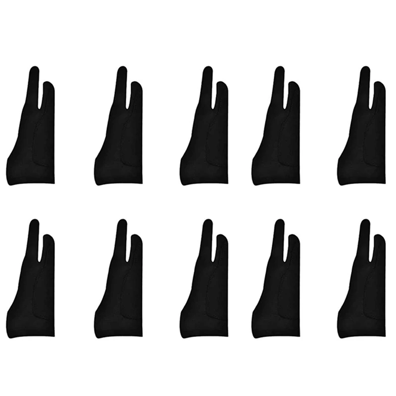 10 упаковок перчаток художника для планшета, перчатка для цифрового рисования, утолщенная двумя пальцами, перчатка для отвода ладони для графического планшета (M) Изображение 0