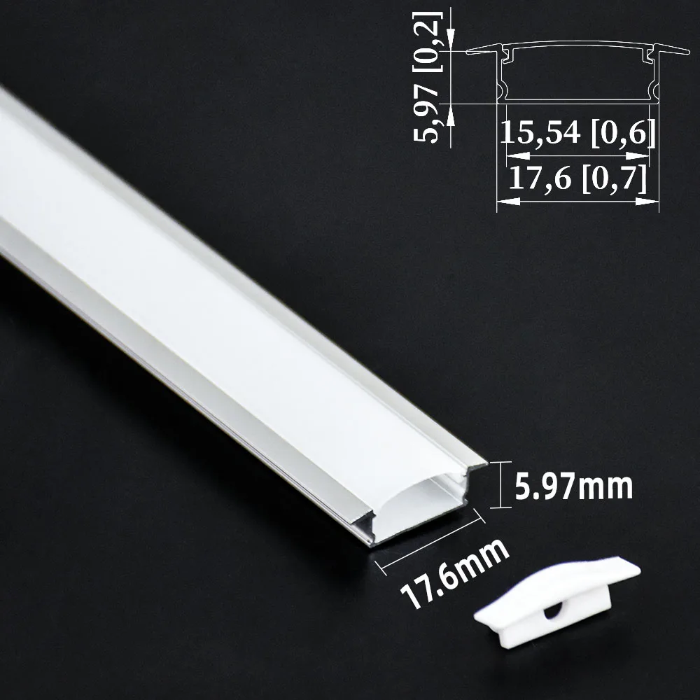 17x7 мм (5 шт.), Встраиваемый светодиодный алюминиевый профиль, подходящий для светодиодной ленты белого и черного цвета Изображение 0