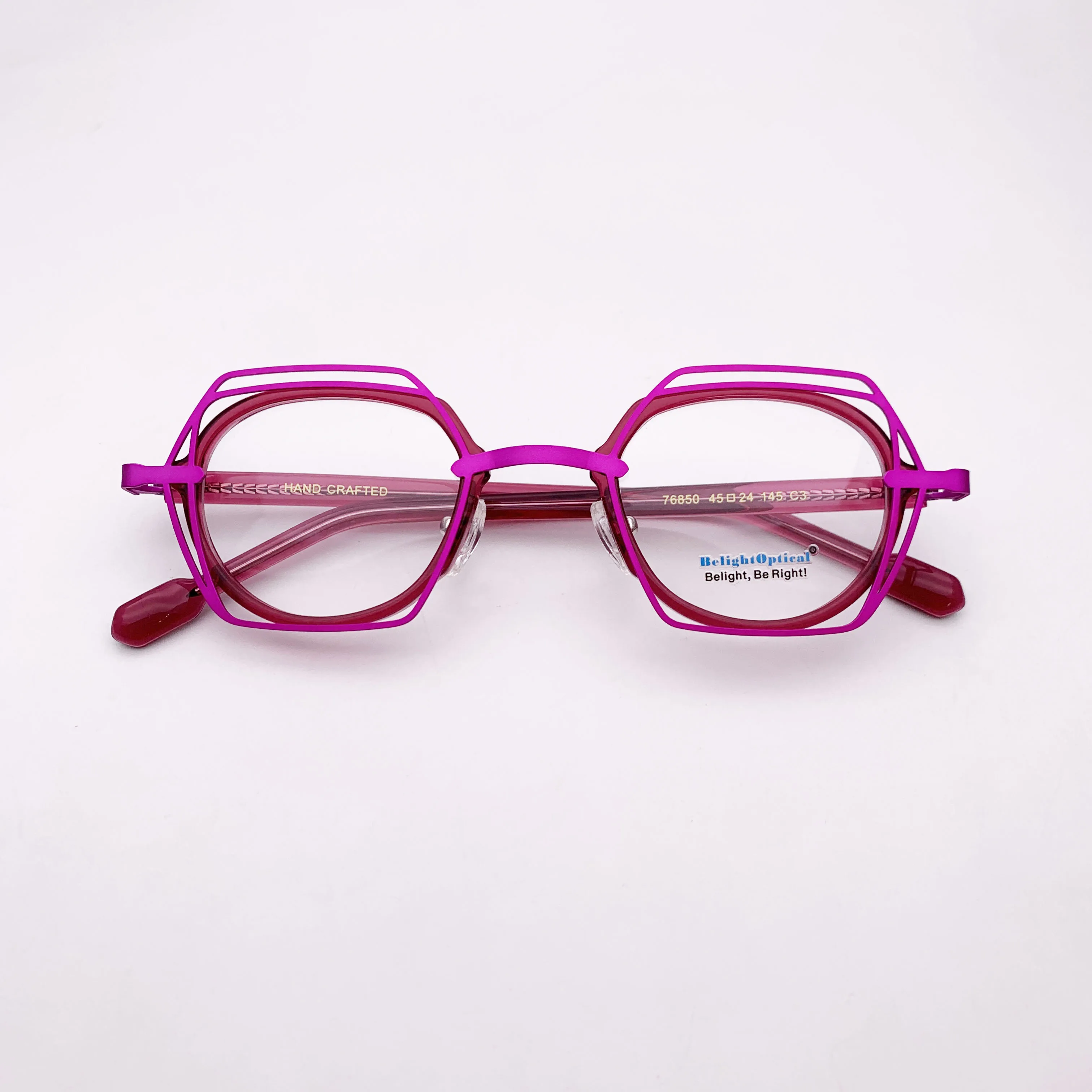 Belight Optiacl Необычный ацетат карамельного цвета с металлической оправой для очков овальной формы, Мужские и женские очки по рецепту, Очки 76850 Изображение 0