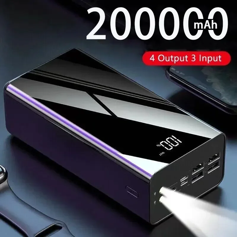 Power Bank 200000 мАч Портативная Быстрая Зарядка PowerBank 100000 мАч 4 USB ПоверБанк Внешнее Зарядное Устройство Для Xiaomi Mi 9 iPhone Изображение 0