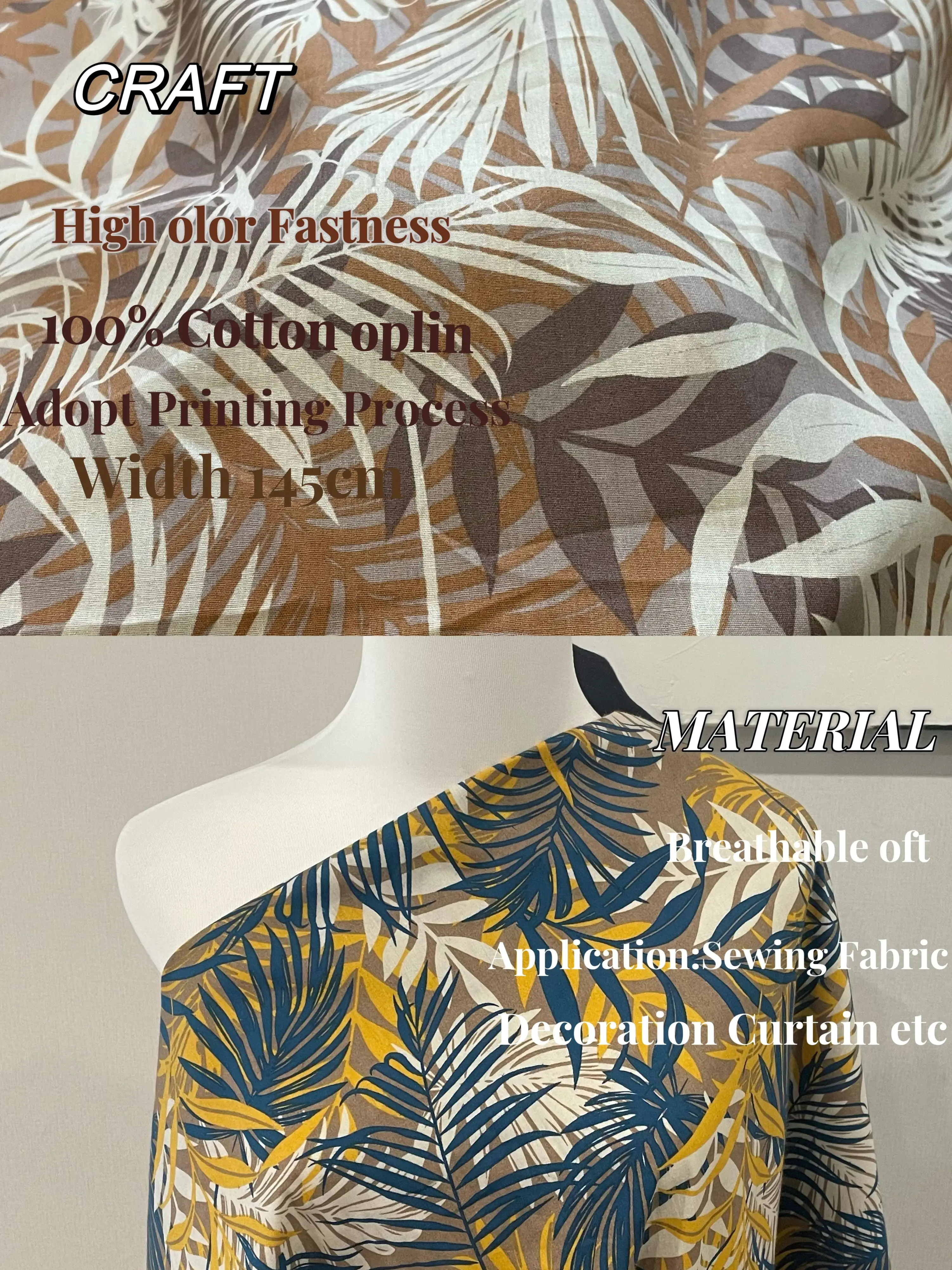 Банановый лист Rainforest 100% хлопок 40-х годов Оригинальная дизайнерская ткань Цифровая печать для пошива тканевых платьев Юбка Детский дизайнер 2022 Изображение 0
