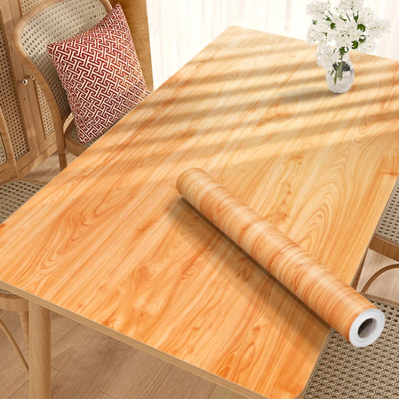 Наклейка на стол Мебель Самоклеящиеся водонепроницаемые наклейки на стол Обеденный стол Изменение цвета скатерти Имитация древесины Изображение 0