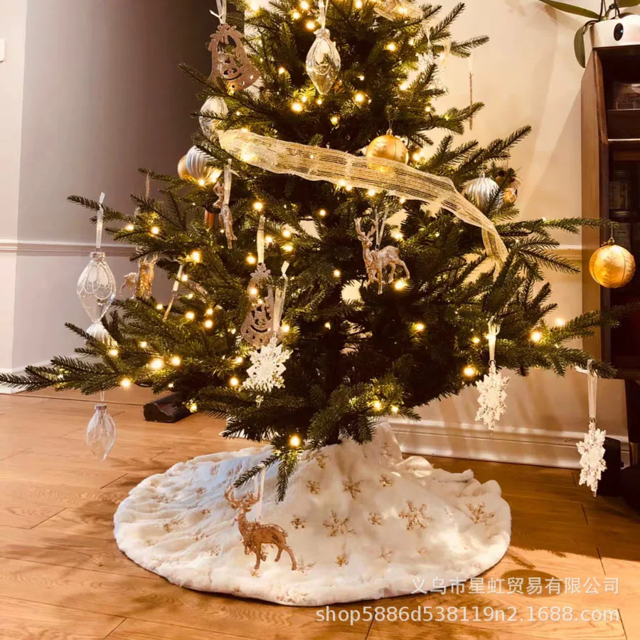 Рождественские украшения Белая Плюшевая юбка для рождественской елки Ковер из искусственного меха Рождественский декор для домашней вечеринки Новый год 2024 Navidad Noel Изображение 0