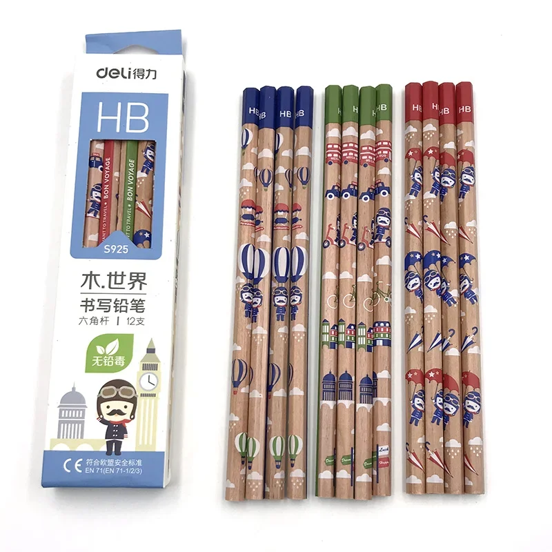 Стандартные карандаши Deli с шестигранной головкой HB, Набор карандашей для рисования солдатских эскизов, Нетоксичные карандаши HB для школьников, 12 шт. /кор. Изображение 0