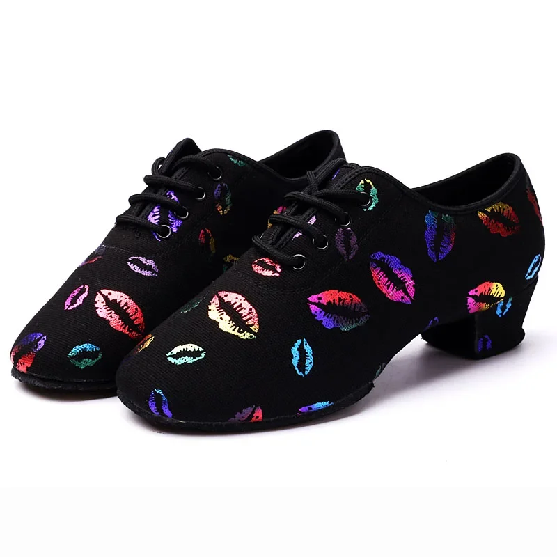 Туфли для латиноамериканских танцев USHINE на шнуровке, для занятий бальными танцами с закрытым носком, для обучения современным танцам Сальса, Балетные туфли для девочек и детей Изображение 0