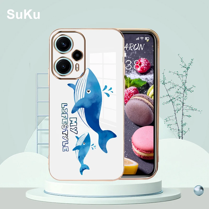 Чехлы для телефонов с рисунком синего кита для Xiaomi Poco F5 Redmi Note 12 Turbo, задняя крышка Изображение 0