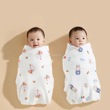 Ins Мультяшные детские одеяла, Муслиновое хлопчатобумажное пеленальное одеяло, летний шарф для новорожденных, Пеленание младенцев, спальный мешок, постельное белье