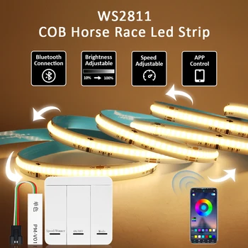 WS2811 Проточная Вода Течет COB LED Strip Light DC 24V Pixel IC Bluetooth Control Эффект Чеканки Гибкая Лента 5М 10М Лента