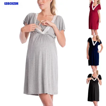 Платья для беременных, Ночная Рубашка, Модная Однотонная Ночная Рубашка в Полоску Для Кормления Грудью, Ночная Рубашка Для Беременных, Платье Для Кормления 2023