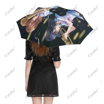 Аниме - Звук! Euphonium Umbrella Rain Женский автоматический зонт с тремя складывающимися солнцезащитными зонтиками Мужской портативный зонтик