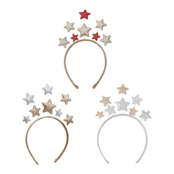 Y1UB Для девочек и женщин, Прямая трансляция, лента для волос, блестки, Рождественская повязка на голову с пятиконечной звездой