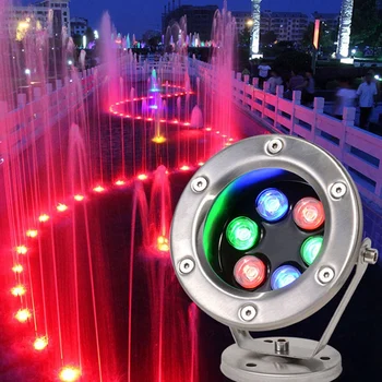 Фонтан из нержавеющей стали, светодиодный Регулируемый Угол IP68, Переменный ток 12 В, RGB, Многоцветный Подводный светильник для плавания