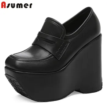 ASUMER 2022 Новая модная обувь на танкетке, женские туфли-лодочки, обувь на платформе в европейском стиле, женская обувь для вечеринок и ночных клубов