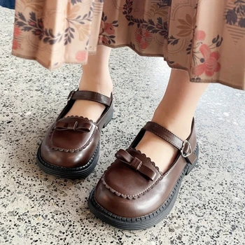Весенне-осенняя обувь для девочек, кожаная обувь школьной принцессы, удобные Детские мокасины на мягкой подошве, детская обувь на плоской подошве с бантом в британском стиле