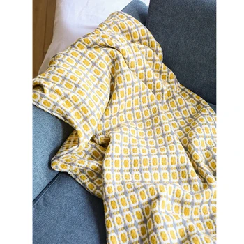 Скандинавское вязаное клетчатое одеяло, покрывало для дивана с кисточками, шаль, покрывало для сна, одеяло для кондиционера, домашний декор