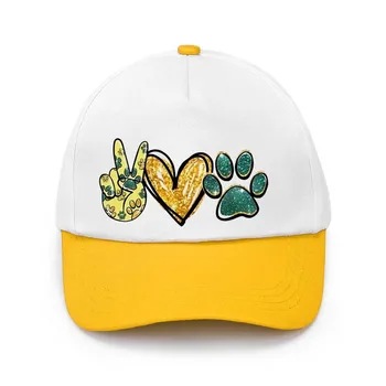 Модная кепка Регулируемая Детская шляпа для мальчиков и маленьких девочек Солнцезащитная шляпа с мультяшной лапой, Кошка, Собака, шляпа с принтом любви, хип-хоп шляпа, добавьте свой дизайн