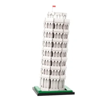 MOC-141248 Пизанская башня Архитектура здания Набор строительных блоков Знаменитая архитектура с видом на улицу Кирпичные игрушки для подарка малышу