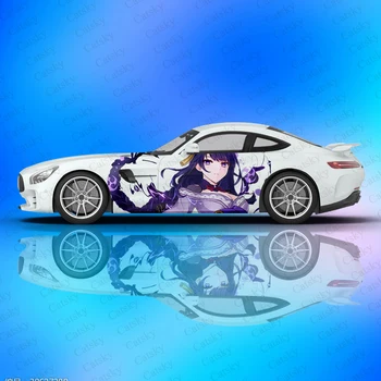 Наклейка на автомобиль с аниме Genshin Impact Raiden Shogun, боковая графическая пленка, винил, модифицированные автозапчасти, наклейка на автомобиль с изображением девушки на заказ, сделай САМ