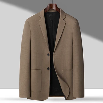 Высококачественный мужской костюм в полоску, осенне-зимний Новый деловой профессиональный костюм, молодежный костюм для отдыха, простое пальто большого размера 