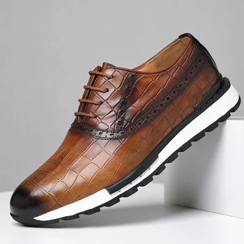 Высококачественные мужские Оксфордские броги из натуральной кожи, винтажные повседневные Городские уличные Мужские кожаные кроссовки в британском стиле, большой размер 46