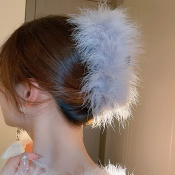 Темпераментная заколка с пером для женщин Корейская заколка с акулой Модные Аксессуары для волос Милая шпилька для девочек Большой головной убор с когтями для волос