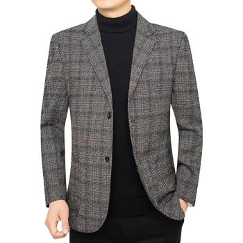 Весенне-осенний мужской повседневный цельный костюм для мужчин среднего возраста, верхняя одежда, не железное папино пальто