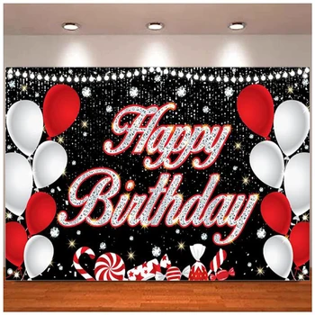 Черно-красный баннер с Днем Рождения, фон для фотосъемки, воздушные шары, украшения для мужчин, плакат с Днем рождения для женщин